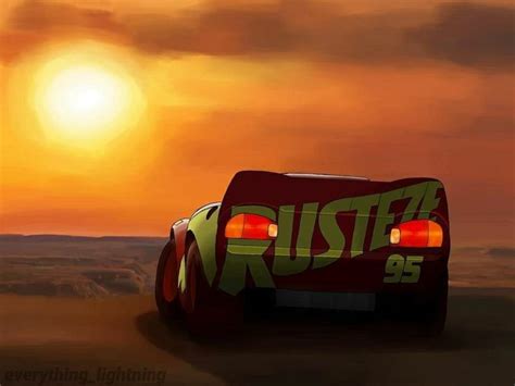 A Painting Of A Red Car With The Word Rustet Painted On Its Tail Lights
