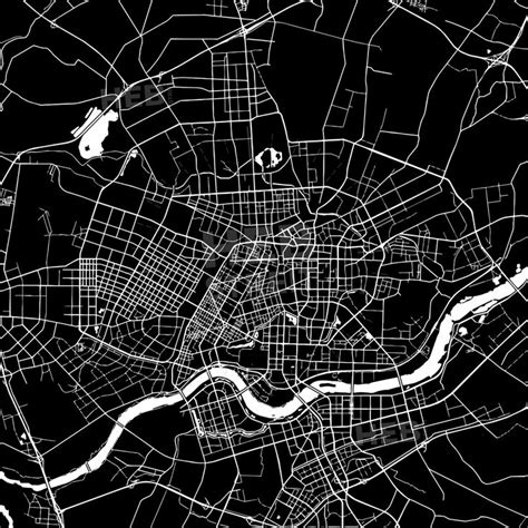 Shenyang China Downtown Map Dark Hebstreits Sketches
