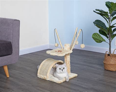 Go Pet Club 22 In Cat Tree Condo And Scratching Pad Beige