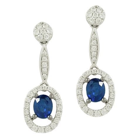 Gia Certified 220 Carat Blue Sapphire Diamond White Gold Dangle