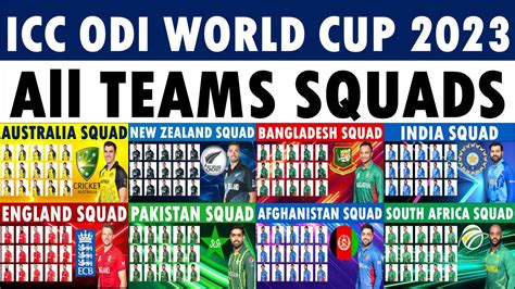 Icc Odi World Cup 2023 All Teams Squads All Teams Squads For Icc Odi