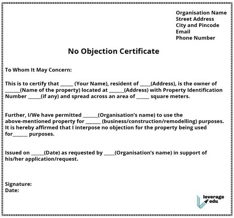 Noc Format Templates Samples And Writing Tips Leverage Edu