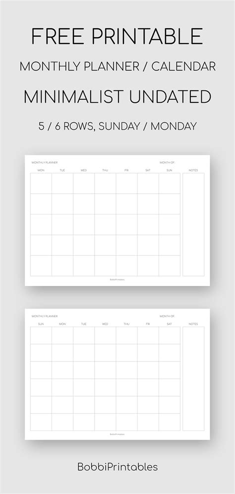 The Free Printable Minimalist Calendar Is Shown In Three Different