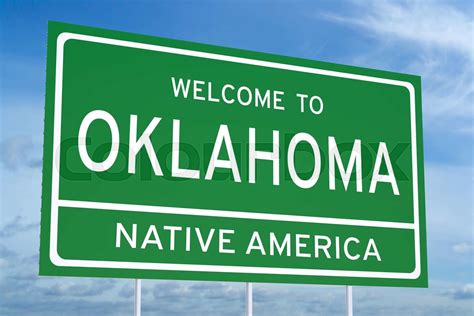 Welcome To Oklahoma State Road Sign Stock Image Colourbox