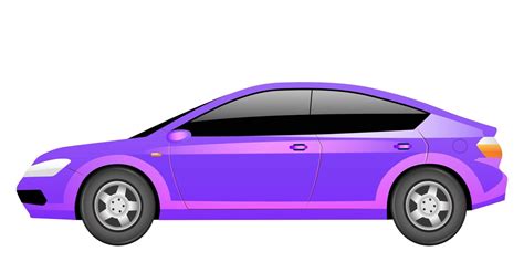 Purple Sedan Cartoon Vector Illustration Violet Electric Car
