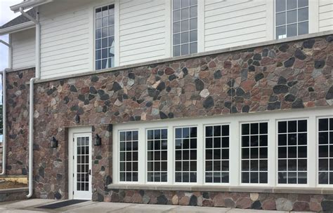 White Craftsman Exterior Siding Split Granite Fieldstone Veneer Stone