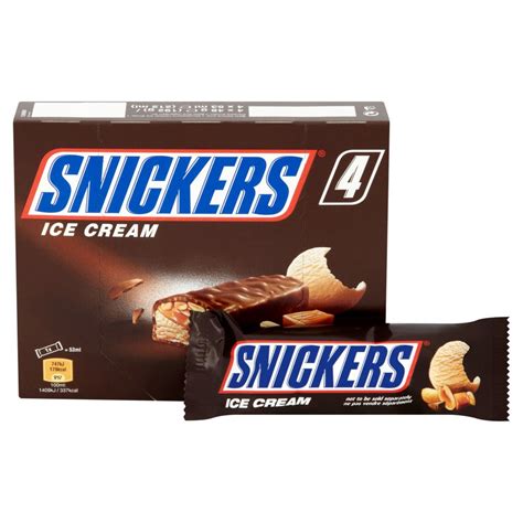 Snickers Chocolate Peanut Ice Cream Bars 4pack 4 X 45 6g BB Foodservice