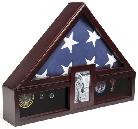 Flag Display Case With Glass Front Picture Frame And Medal Boxes