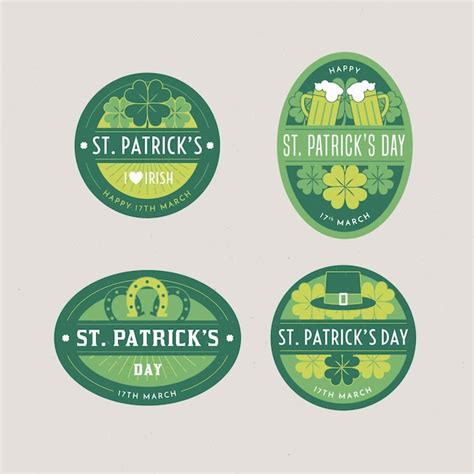 St Patrick Day Label Sammlung Kostenlose Vektor