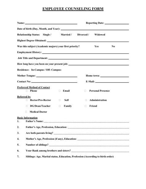 Basic Information Form For Employees