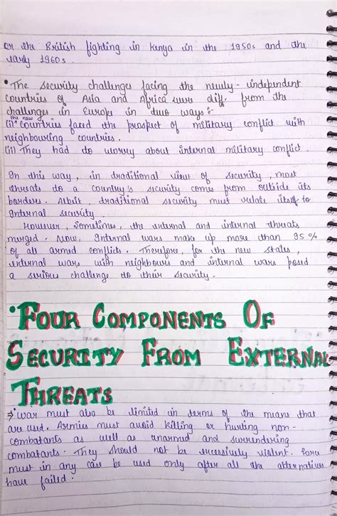 Handwritten Notes Of Security In The Contemporary World Political