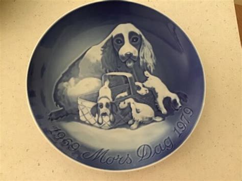 Mib 1969 Bing And Grondahl Bandg Blue Mothers Day Plate Dog W Puppies Mors