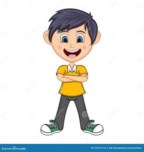 Boy Stood With Folded Arms Cartoon 107471533