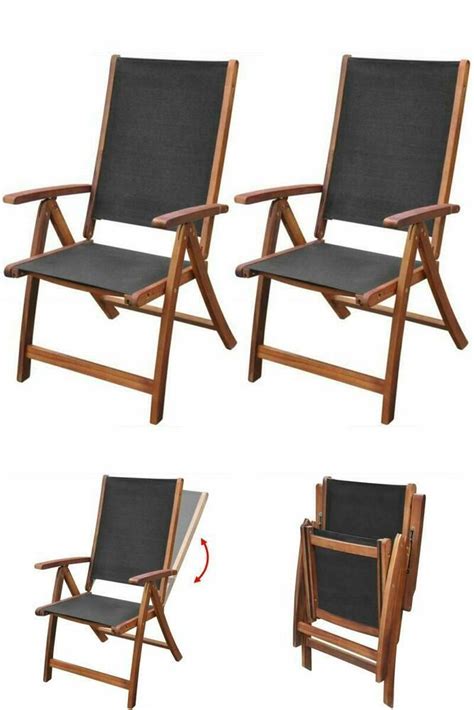 This set of garden chairs will come in handy in any indoor or outdoor setting. Black Garden Dining Chair Set Wooden Folding Reclining ...