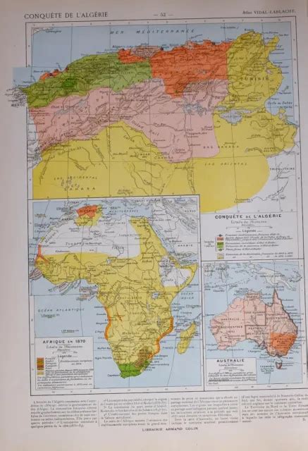 Historical Map Conquest Of Algeria Africa 1870 Australia Colonies Abd