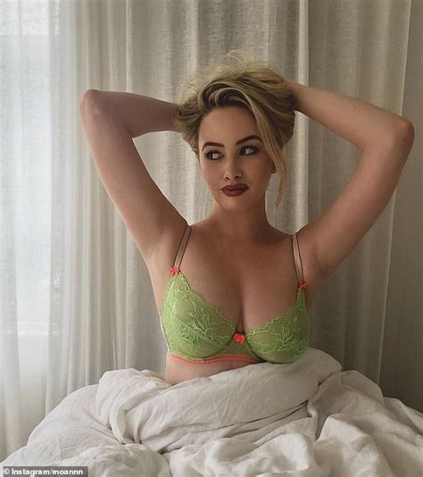 Simone Holtznagel Flaunts Her Ample Assets In A Lacy Bra While Sitting