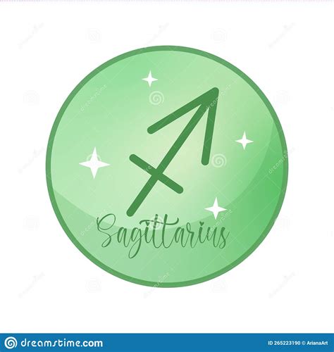 Sagittarius Fire Zodiac Sign Circle Shape With Shiny Stars