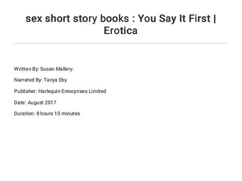Sex Short Story Books You Say It First Erotica