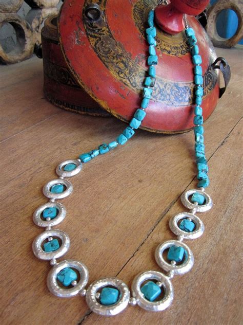 Turquoise Sterling Silver Necklace Southwest Women S Etsy