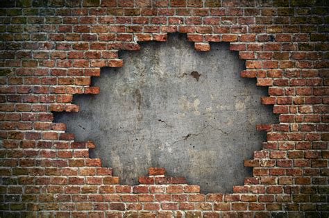 Old Red Brick Wall Damaged Background Stock Photo Download Image Now