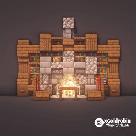 Tutorial Bookshelf With Fireplace 📚 Follow Xgoldrobin For More