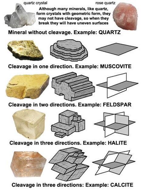 Cleavage Planes Of Different Minerals Including Quartz Muscovite