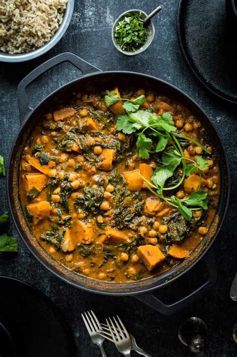 Chickpea Sweet Potato And Spinach Curry Vegan Domestic Gothess