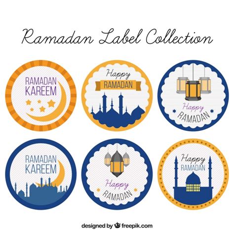 Discover 400+ ramadan kareem designs on dribbble. Pack of ramadan round stickers Vector | Free Download