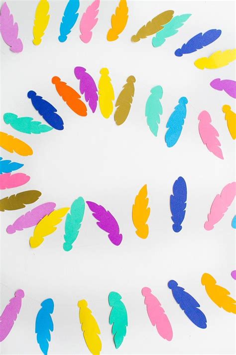 Colorul Paper Feather Garland 50 Free Printable Garlands And Diy