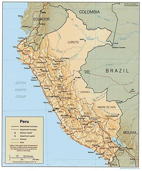 Large Detailed Relief And Political Map Of Peru Peru Large Detailed