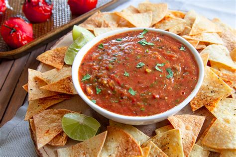 Roasted Tomato Salsa With Homemade Chips Greenstar