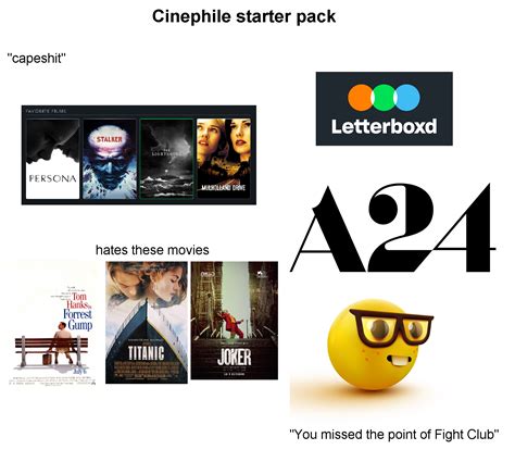 The Cinephile/Film Snob starter pack : r/starterpacks