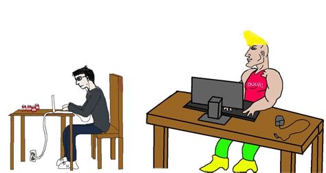 Virgin Chad Desk Without Hat Blank Template Imgflip