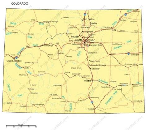 Colorado Map Counties Major Cities And Major Highways Digital