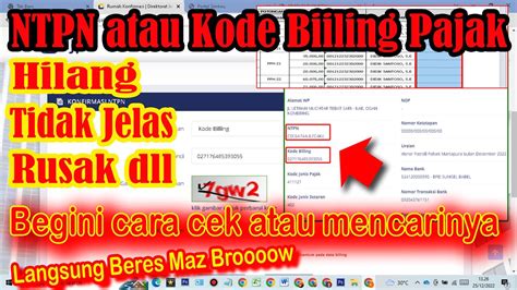 Cara Mencari Atau Cek Ntpn Atau Id Billing Pajak Di Rumah Konfirmasi