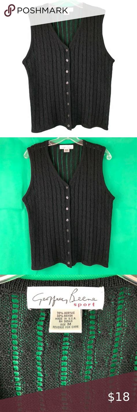 Geoffrey Beene Sport Black Sleeveless Sweater Med Sleeveless Sweater