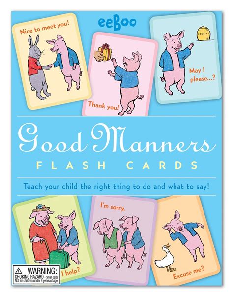 Eeboo Good Manners Flash Cards Flashcards Conversation Cards Good