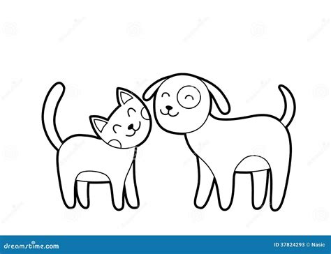 Cartoon Cat And Dog Sketch Stock Vector Illustration Of Funny 37824293