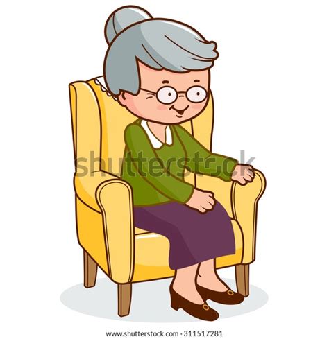 Old Woman Sitting Armchair Resting Vector Stock Vector Royalty Free
