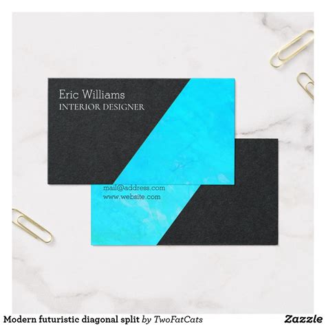 Modern Futuristic Diagonal Split Business Card Interior Designer