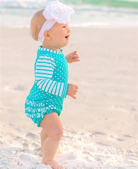 Rufflebutts Babytoddler Girls Long Sleeve One Piece Swimsuit With Upf
