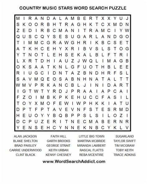 Full Page Free Printable Extra Large Print Word Search