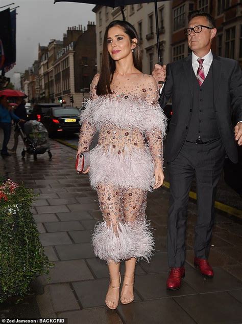 Cheryl Turns Heads In Racy Sheer Dress With Feathers Dress Sheer