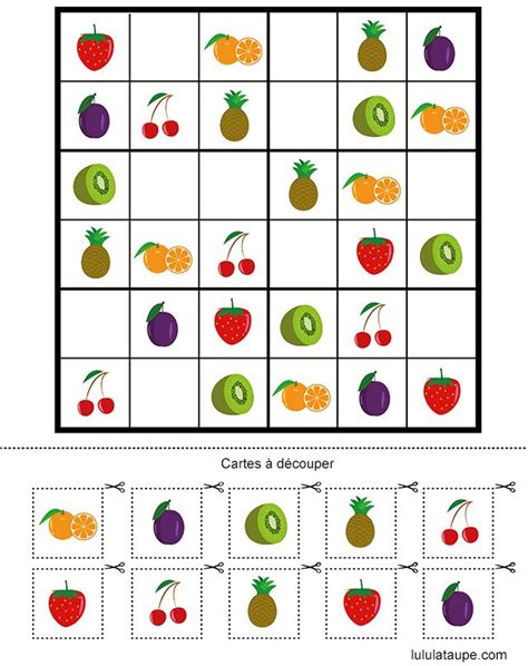 Jeux gratuits à télécharger et imprimer pour personnes âgées et alzheimer. Sudoku fruits, légumes, fleurs... | Jeux gratuits pour ...