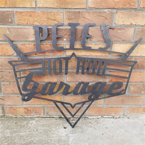 Personalized Hot Rod Garage Sign Vintage Retro Wall Art Drag Racin