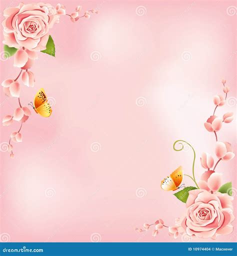 Beautiful Pink Roses Border Stock Images Image 10974404