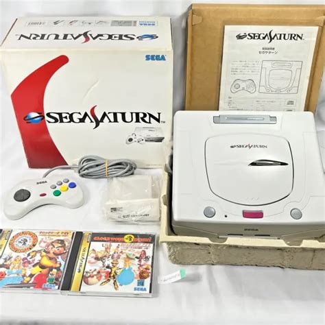 Sega Saturn White Console System Alomost Unused Japanese Retro Game