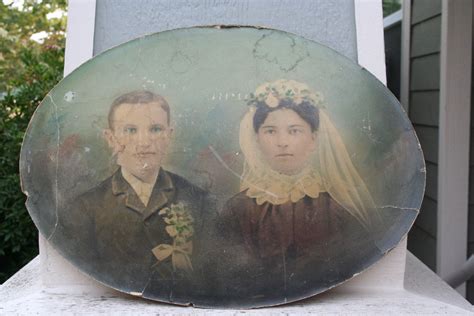 Creepy Antique Oval Wedding Portrait Colorized Halloween Etsy