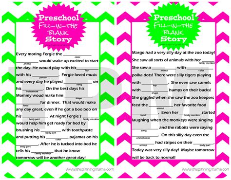 Fun Activities For Preschoolers Mad Libs Style Story For