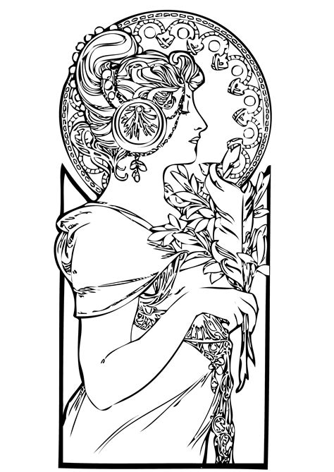 Femme Art Nouveau Art Nouveau Adult Coloring Pages